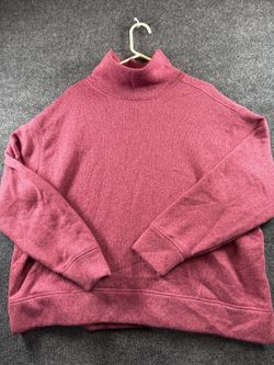 \Women’s 2XL Burgundy Mock Neck Pullover Sweatshirt Fleece Casual