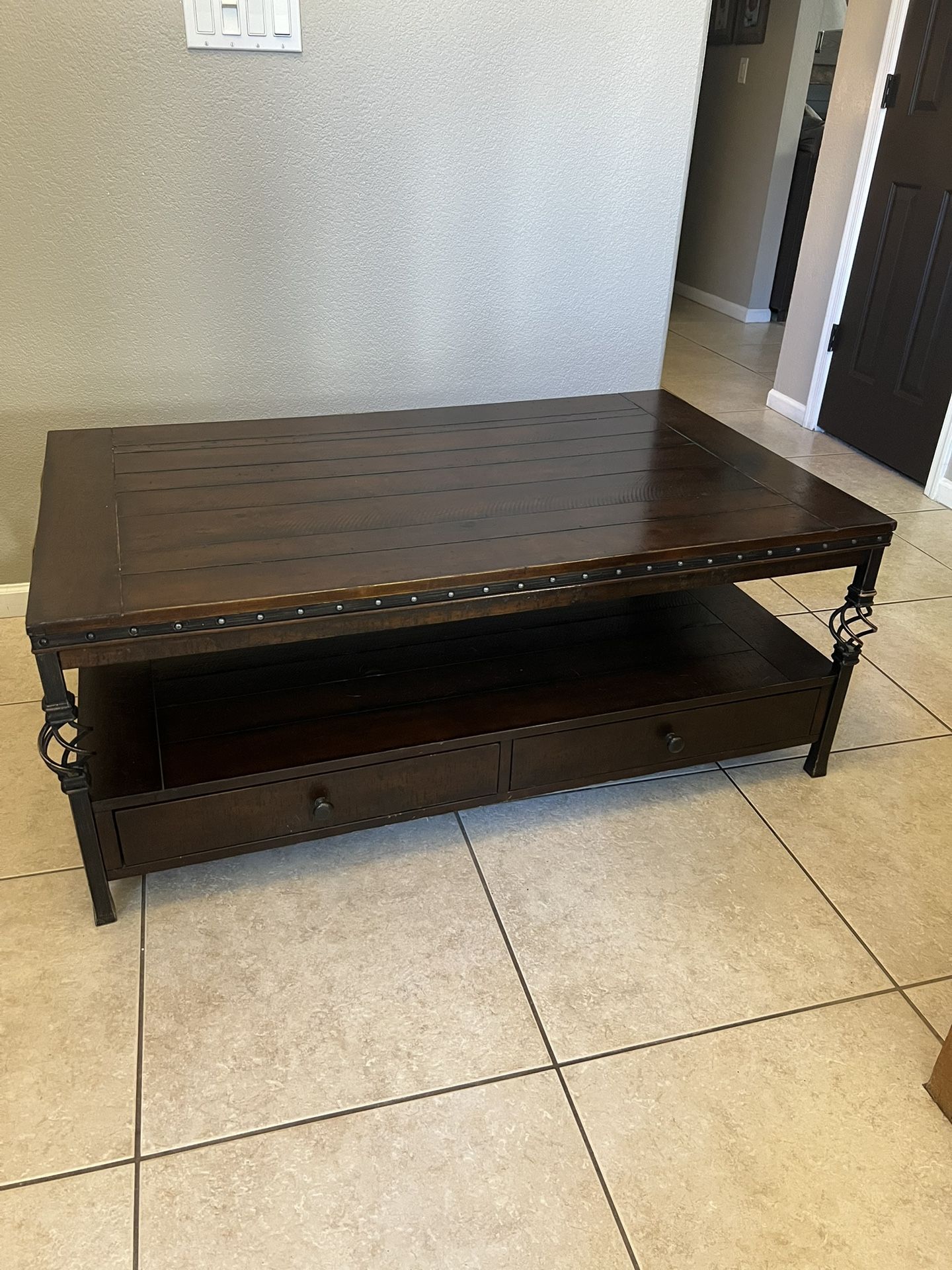 Wood And Metal Coffee Table