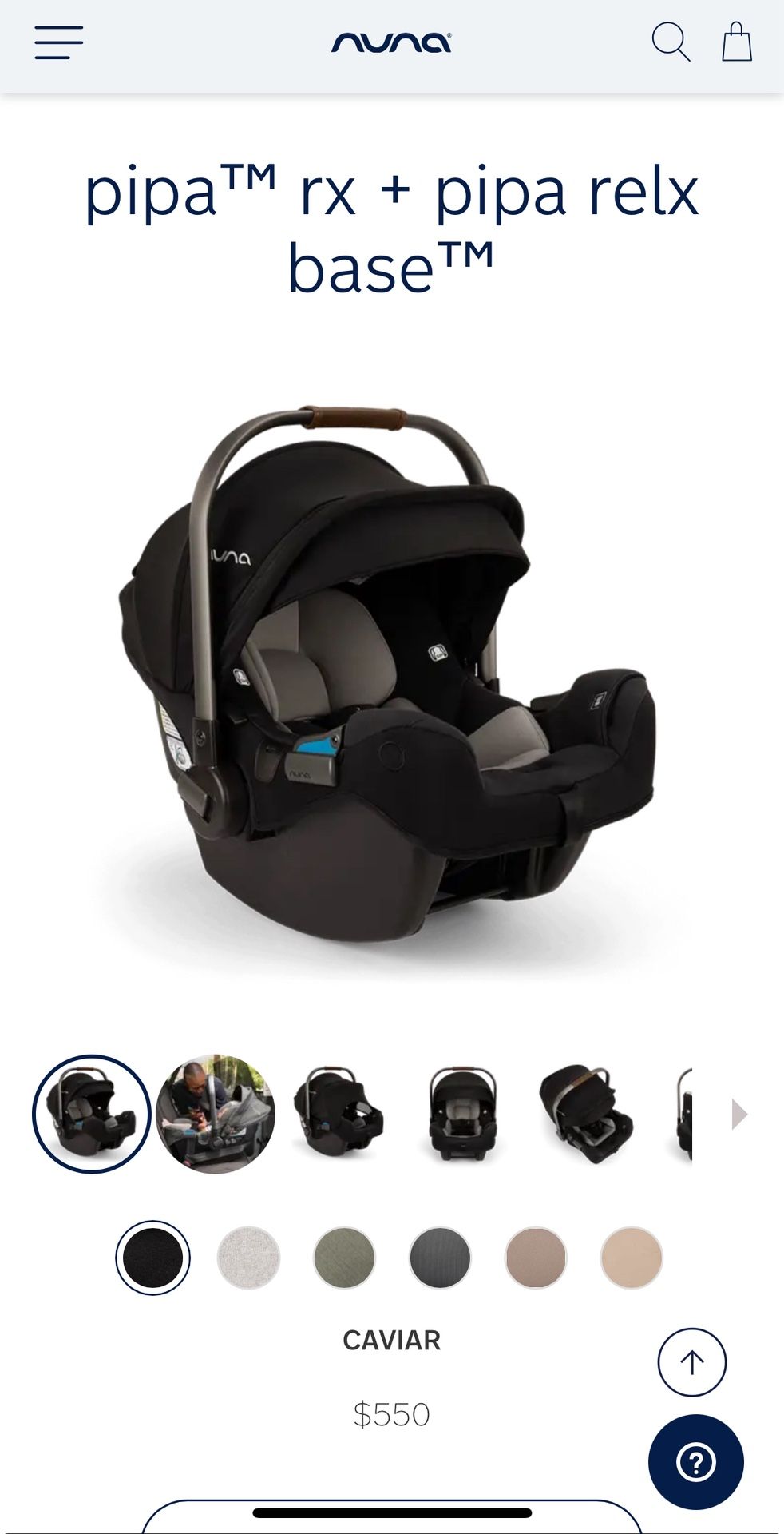 Nuna PIPA rx car seat + Relx base + Nuna Rain cover