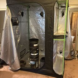 Grow Tent And 5 Hydroponic Buckets