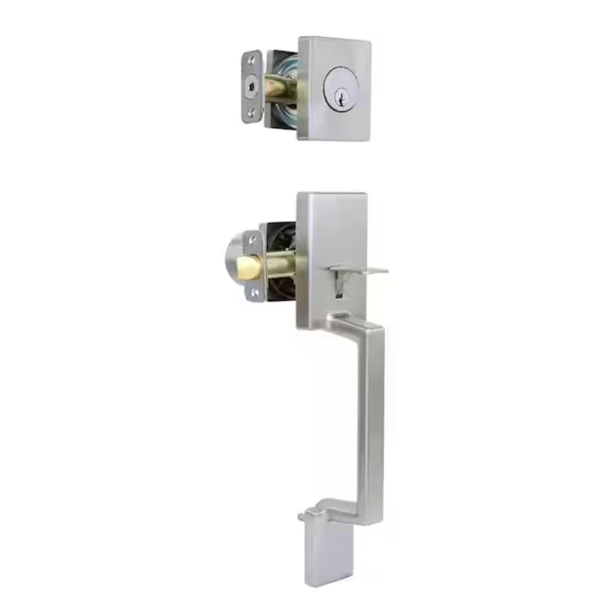 Home Decorators Collection Bleecker Satin Nickel Door Handleset with Ridgeway Interior Knob Brand new box