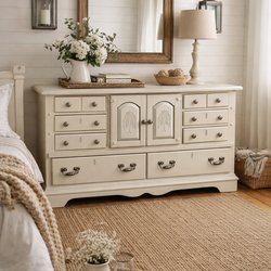 Refinished Ivory White Vaughan Of Virginia By Bassett Furniture Solid Wood 10 Drawer Dresser
