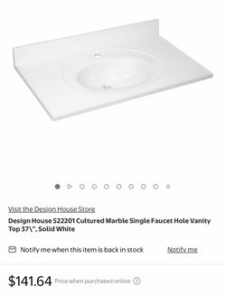 Design House Cultured Marble Vanity Top 37" White