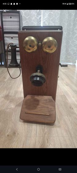 Vintage Western Electric Oak Wall Crank Telephone