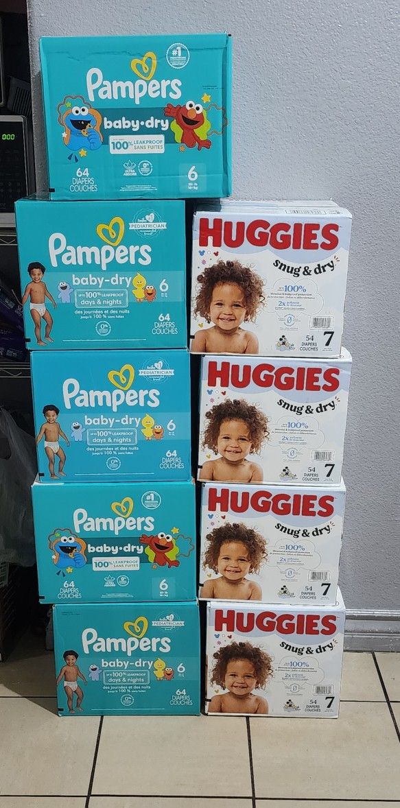 Huggies And Pampers Size 6 And 7 $23 EACH BOX