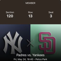 San Diego Padres Vs New York Yankees Friday Night May 24 640 pm at Petco Park. See Juan Soto play against the Padres. 