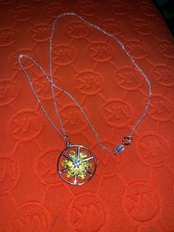 Citrine and Sterling Silver Round Pendant Necklace -S925- 🍋 Style - CITRINE!!
