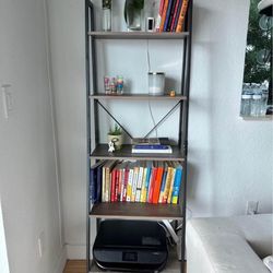 Bookshelf - Vintage Industrial 5 Tier Ladder Shelf