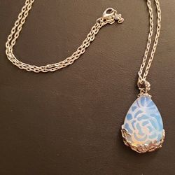 Opalite Teardrop Pendant On 24 Inch Chain 