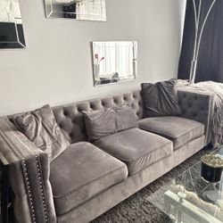 Chesterfield Gray Sofa - In Excellent Condition