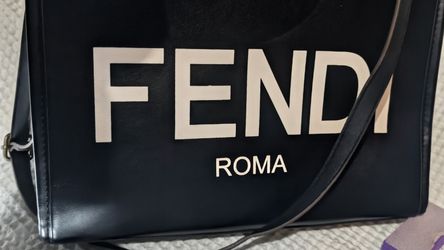 Fendi Roma Black Tan Logo Tote Bag