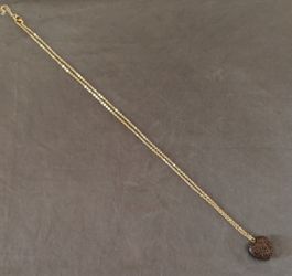 Black/brown heart lava stone necklace with gold chain