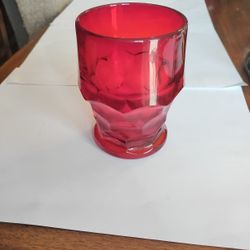 Vintage Red Georgian Honeycomb 3.75" Low-ball Glass