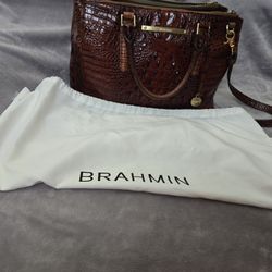 Brahmin Medium Lincoln Satchel in Pecan Melbourne HARD TO FIND!