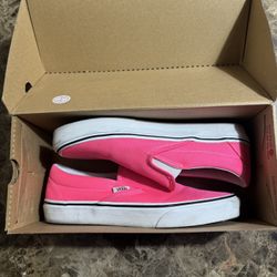 Neon Pink Slip On Vans 