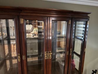Dark Wood China Cabinet with Glass Doors