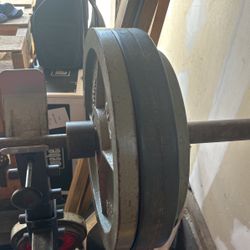 Olympic Weights, Bar, Rack, And Bench