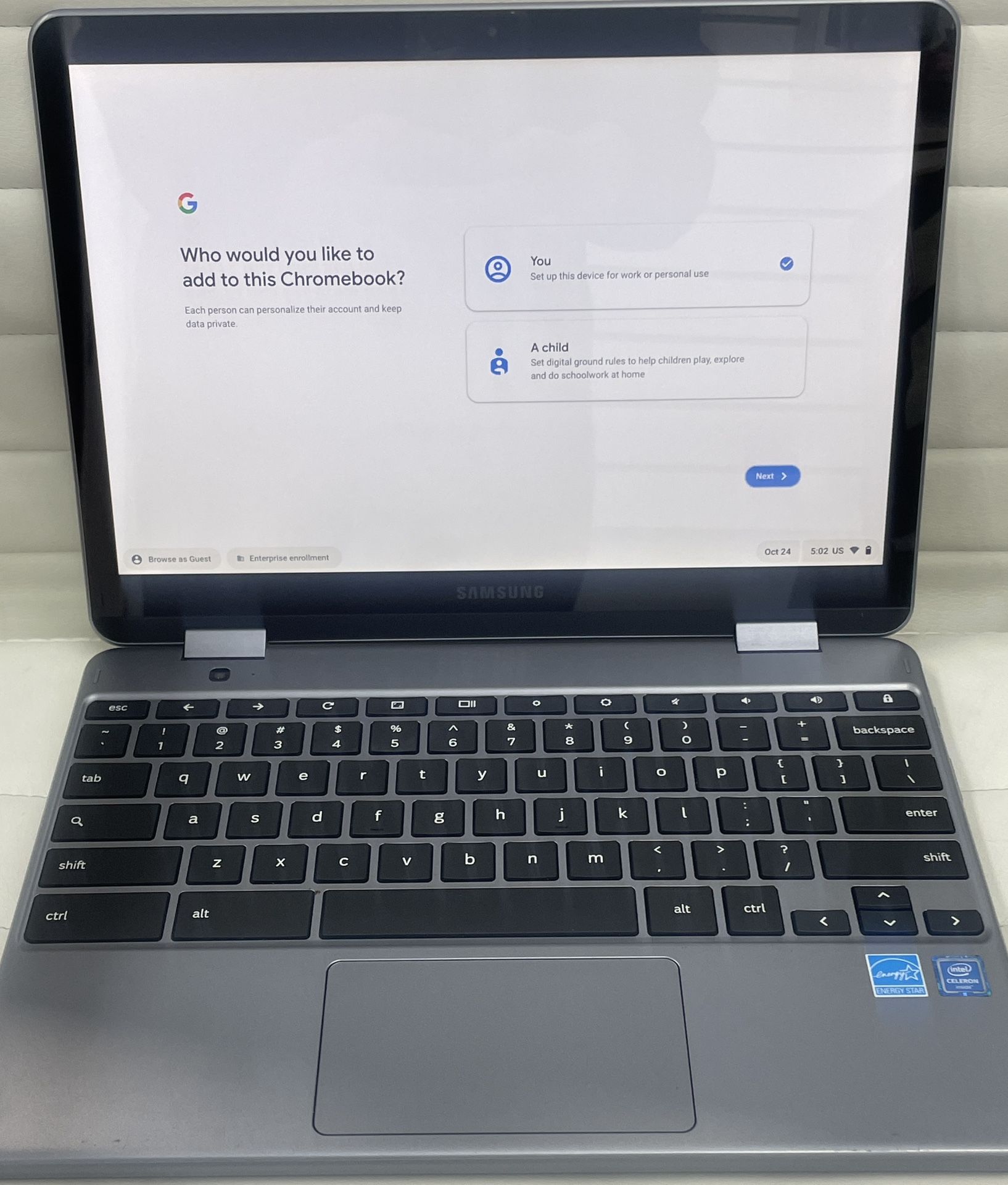 Laptop Samsung Chromebook LTE XE525QBB 12.2" 2-in-1 Touch Intel Celeron, Ram4GB, Storage 32GB