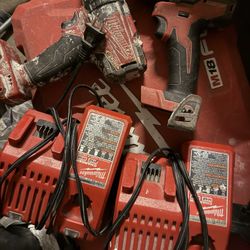 2 Milwaukee Drills And 2 Chargers 