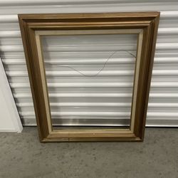 Large Vintage Solid Wooden Frame Fits 20”X 24" Pic- Measures 27 1/2 x 31 1/2”"