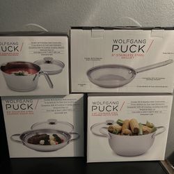 Wolf Gang Puck Set Of 4 Stainless Steel Cooking Set 