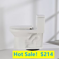 12 in. Rough in Size 1-Piece 1.28 GPF Single Flush Elongated Toilet in. White Seat Included, OPT08701WH