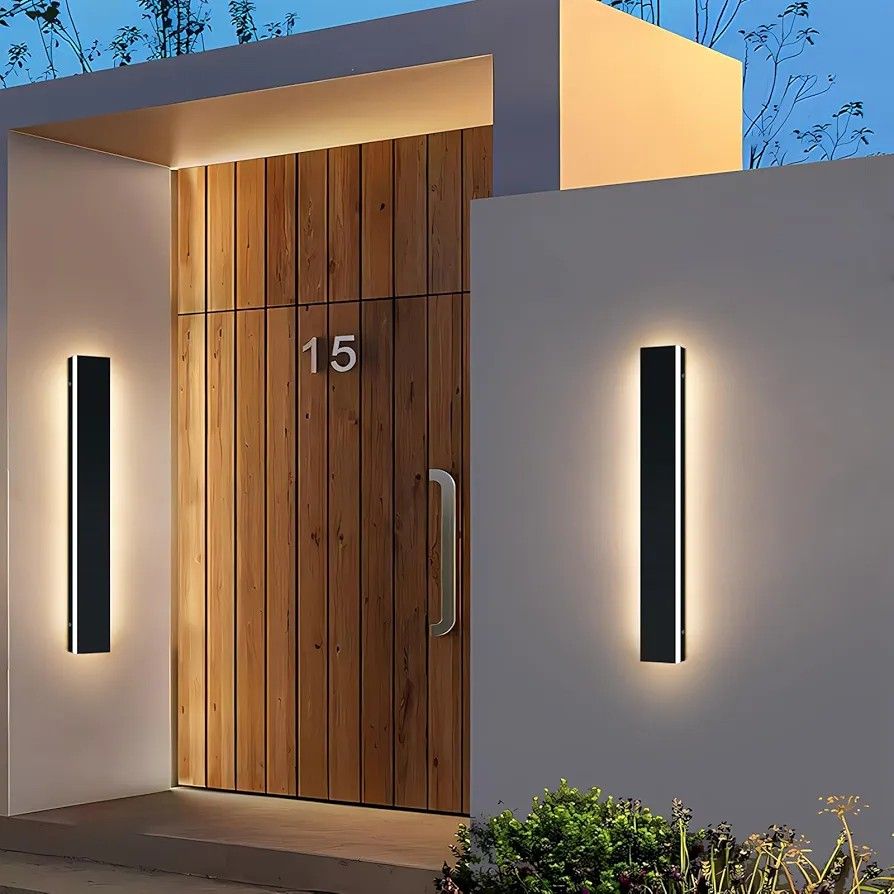Upgrade Widened 2 Pack Long LED Outdoor Wall Light, 31.4inch Black Modern Wall Sconce, 31W, 3000K Warm White, IP65 Waterproof Front Porch Lighting Fix