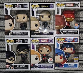 Funko Pop - Daredevil, Bucky, Yelena, Raven, Bloodstone