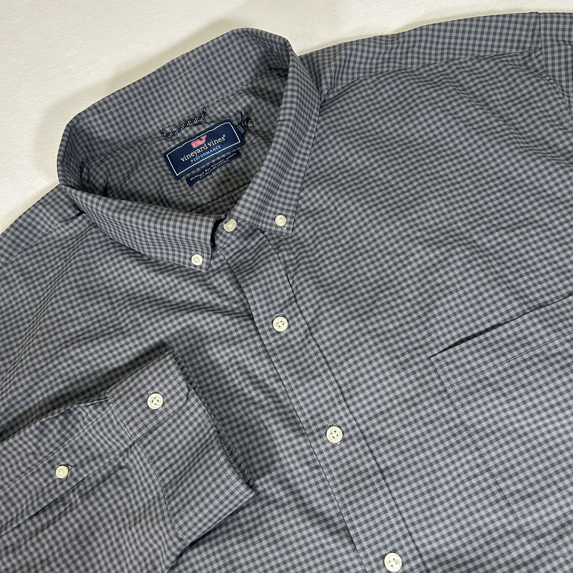 Vineyard Vines Performance Big & Tall Plaid Long Sleeve Button Down 4XB Shirt