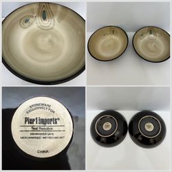 Pier 1 Imports Teal Reactive Peacock Soup Cereal Bowl Set Of 2