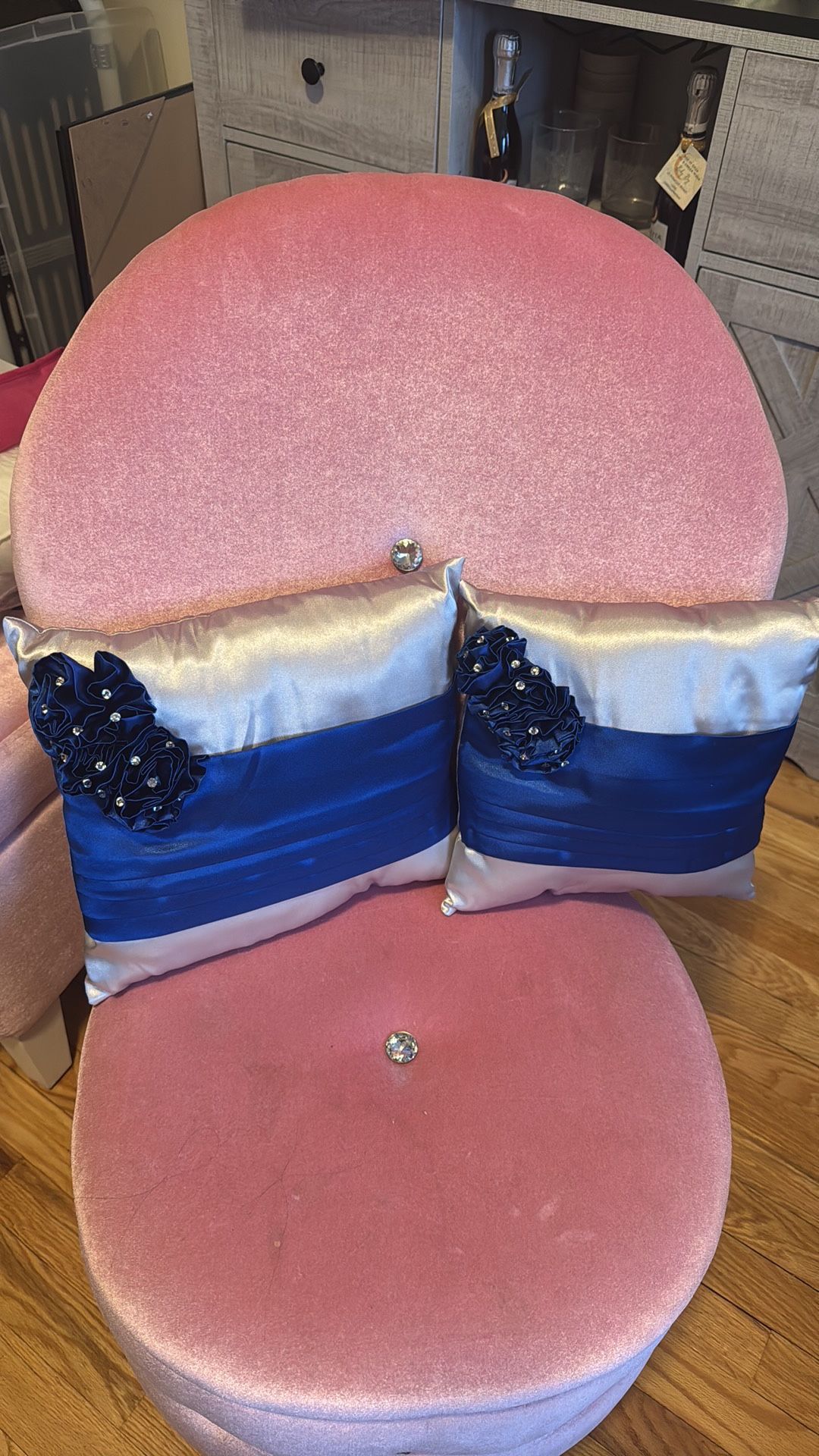 Royal Blue & Silver Ceremonial Pillows For Sweet 15 Or Sweet 16