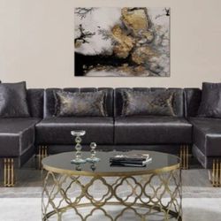 Santana Smoke Velvet Double Chaise Sectional

, Seccional, Couch/ Delivery Available 