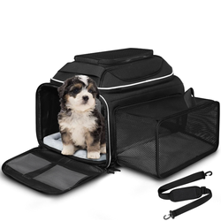 Petskd Top and Side Expandable Pet Carrier 18x11x11 Inches Delta United Airline Approved, Soft-Sided Carrier for Small Cats and Dogs with Locking Safe