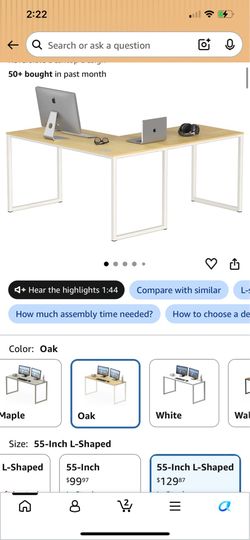 Mission 55 x 60 L-Shape Home Office Computer Desk, Oak