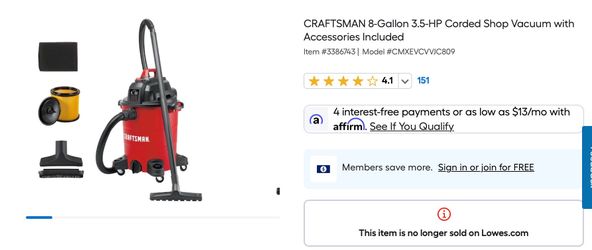 Craftsman 8gal Shopvac