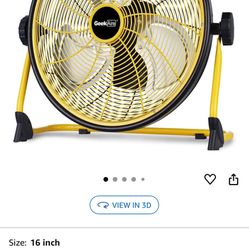 Geek Aire Rechargeable Outdoor High Velocity Camping Floor Fan, 16” Portable Battery Operated Fan with Metal Blade for Garage Camping Gear Accessories