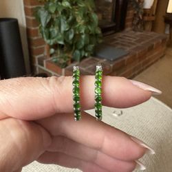 Russian Chrome Diopside, Hoops, Sterling Silver