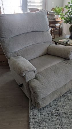 Plush Grey Manual Recliner