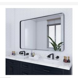Black Metal Framed Bathroom Mirror