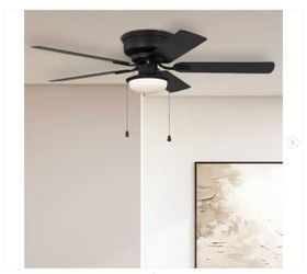 Hampton Bay Colton 52 in. Indoor Matte Black Standard Flush Mount Ceiling Fan - New