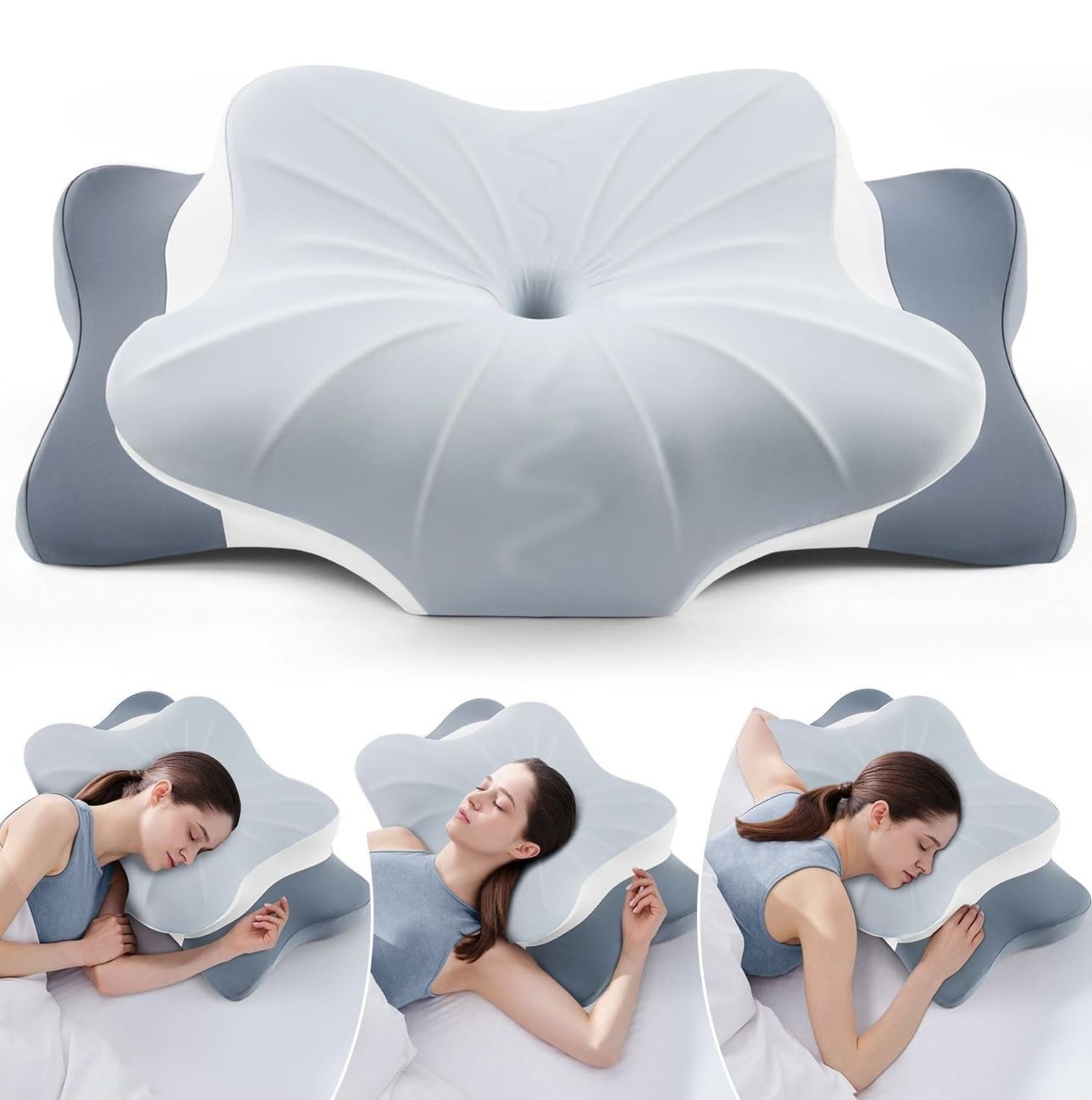 Brand New Cervical Ergonomic Memory Foam Pillow includes Lux Pillowcase (still sealed in box !)
