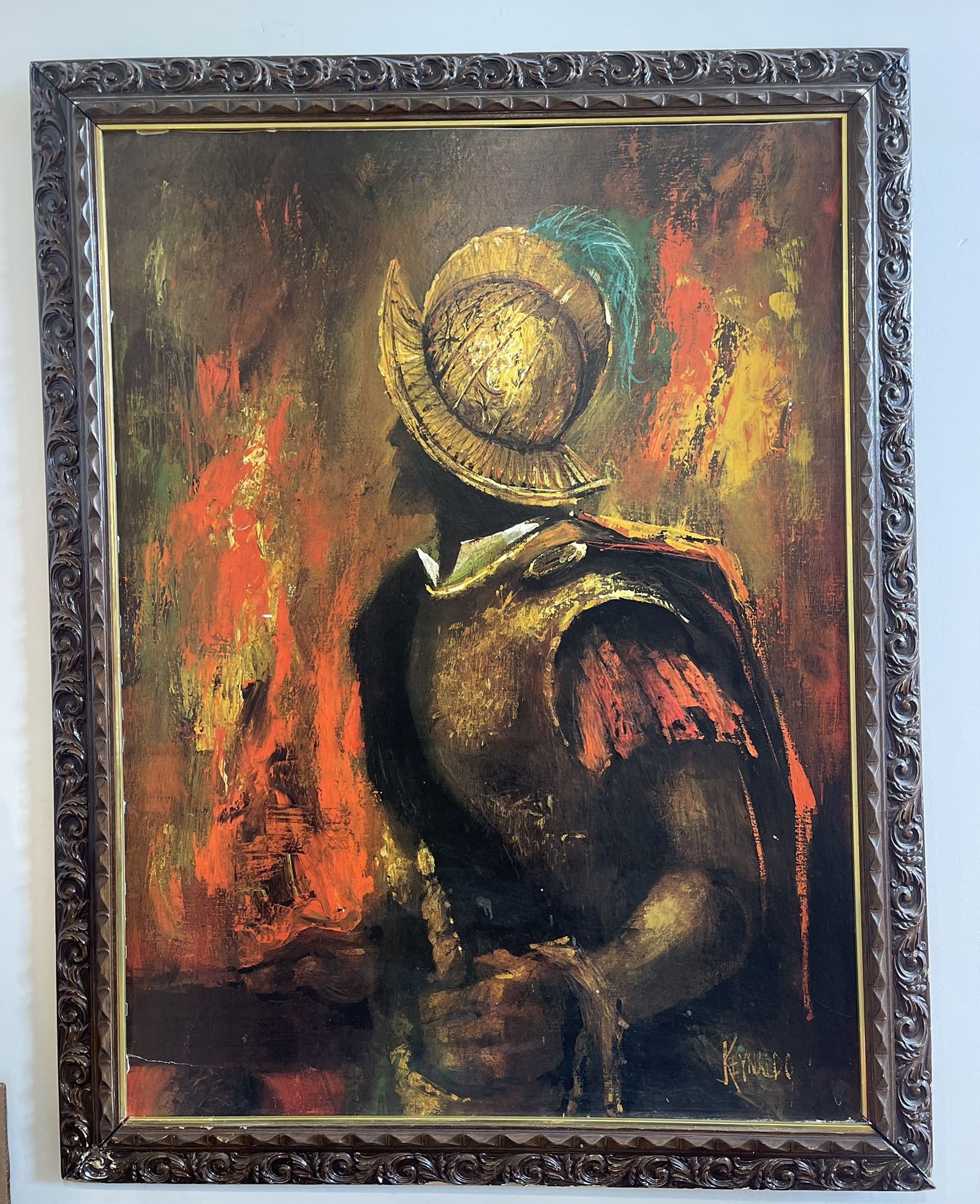 Vintage Mid Century “CONQUISTADOR OIL PAINTING ‘