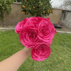 Loose Hot Pink Ribbon Roses 