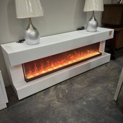 Electric Fireplace TV Stand w/ Built in Speakers 