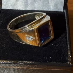 14k gold blue gem ring 