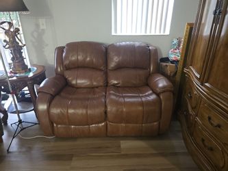 Leather recliner loveseat sofa