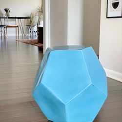 Gorgeous Blue Turquoise Indoor Outdoor Stool Side Table Faceted Garden Stool Cole by High End Designer Made Goods