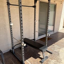  Fitness Reality Power Rack + Finer Form Flat Bench – Home Gym Setup
