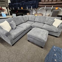 Brand New Sectional 4 Pcs Corduroy Fabric Grey $749   FREE LOCAL DELIVERY