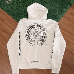 Chrome Hearts All Over Crosses Print /Horseshoe Hoodie – White – Size Small – PreOwned -